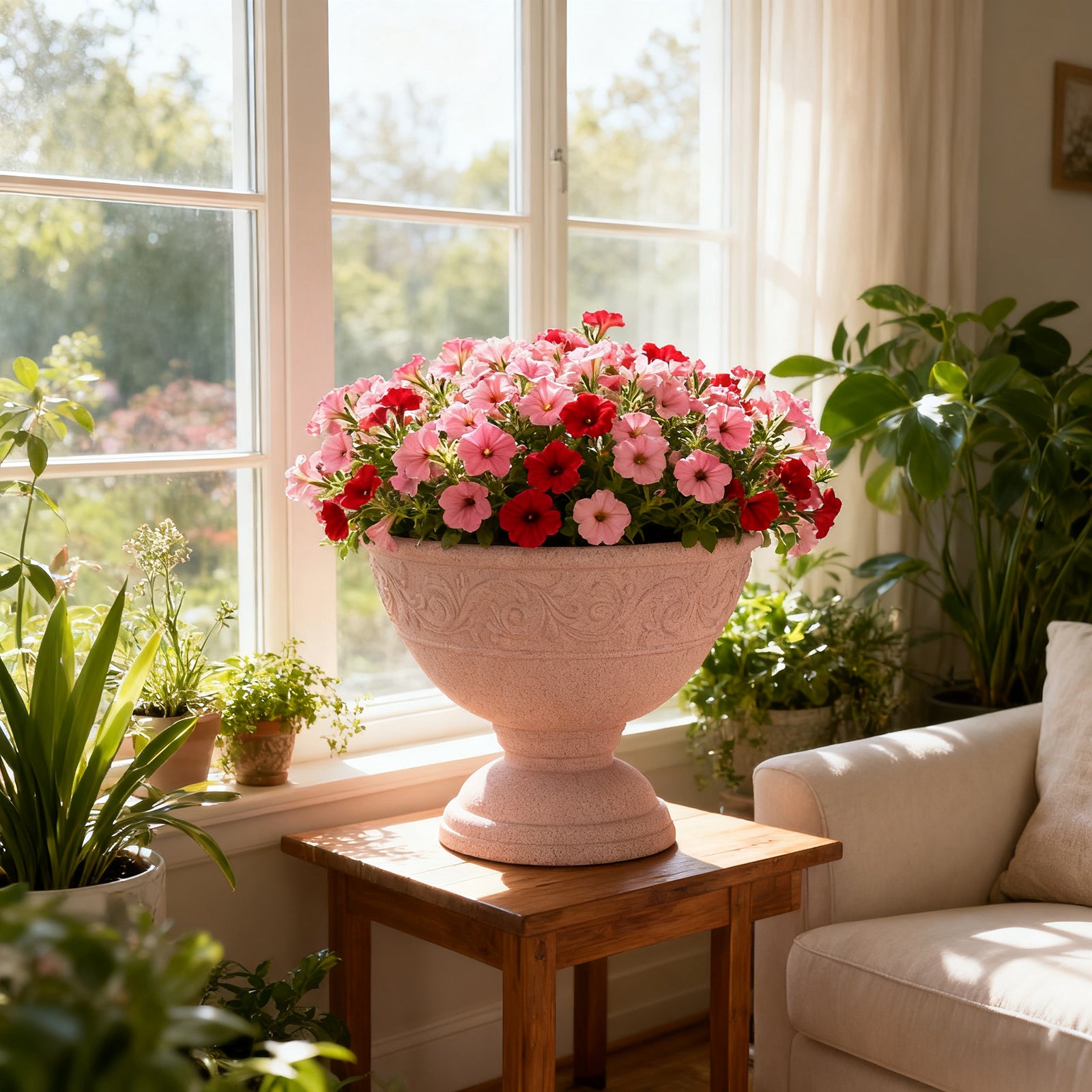 OUMUHE 17.7 Inch Large Outdoor Planters with Drainage Holes, Set of 2, Decorative Pedestal Flower Pots for Garden, Patio or Faux Plants, 4 Colors Available