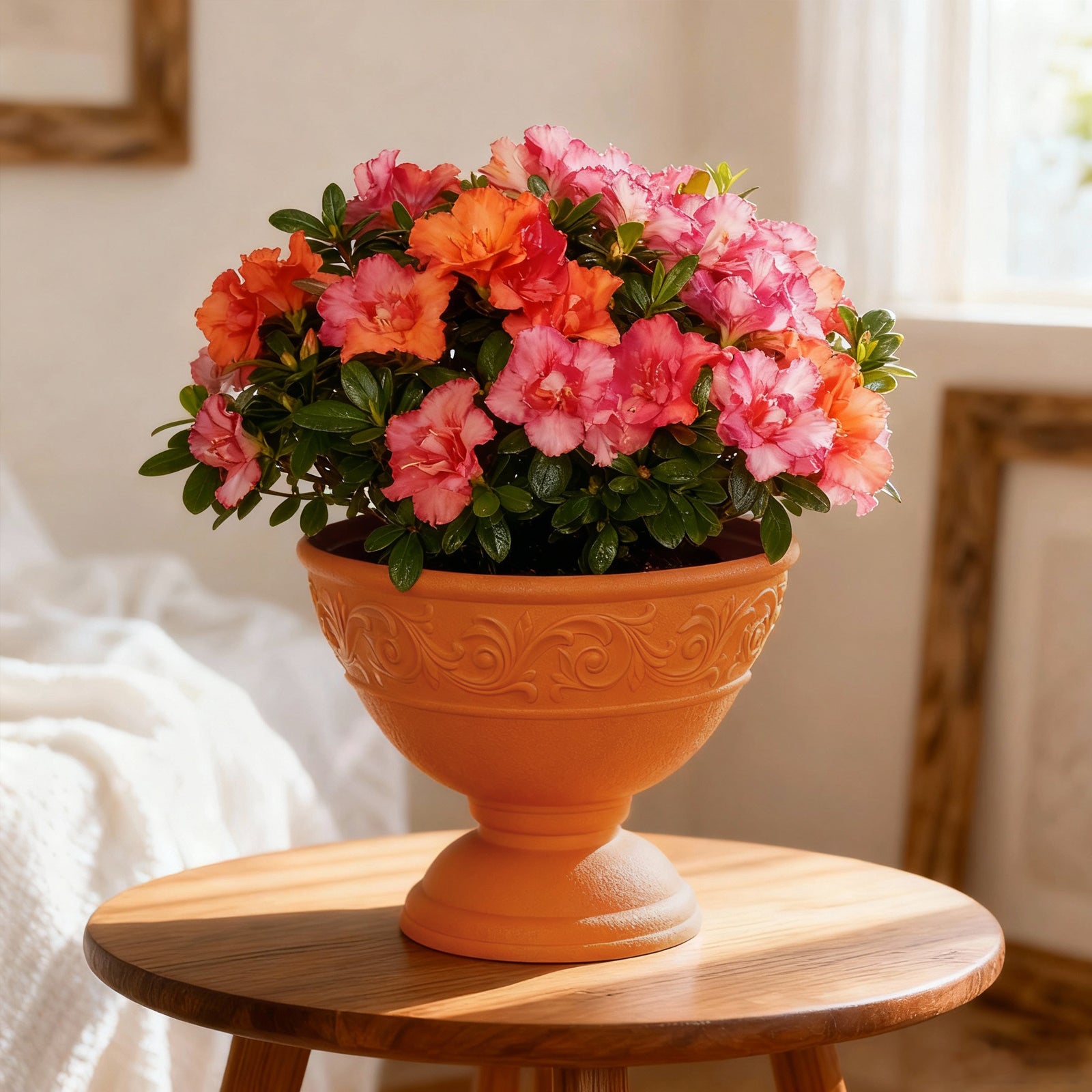 OUMUHE 17.7 Inch Large Outdoor Planters with Drainage Holes, Set of 2, Decorative Pedestal Flower Pots for Garden, Patio or Faux Plants, 4 Colors Available
