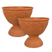 OUMUHE 17.7 Inch Large Outdoor Planters with Drainage Holes, Set of 2, Decorative Pedestal Flower Pots for Garden, Patio or Faux Plants, 4 Colors Available