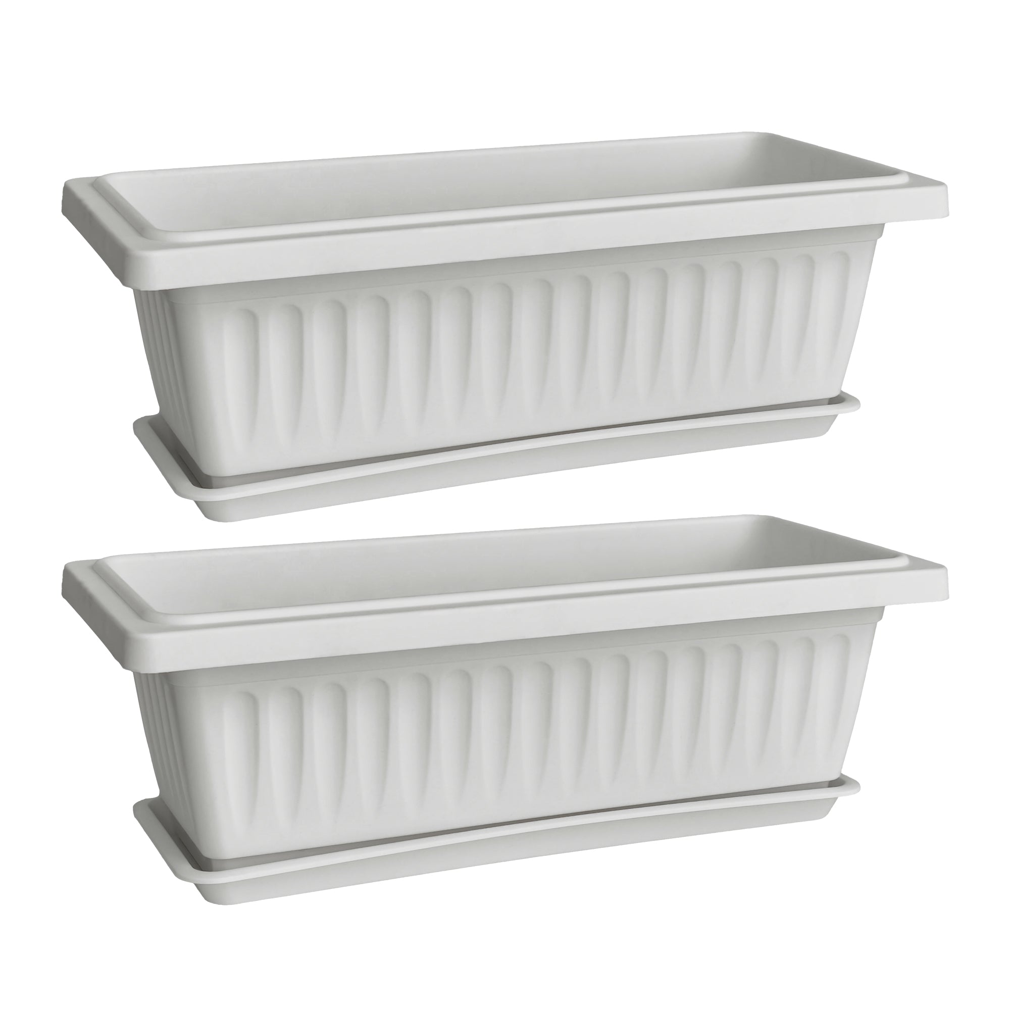 19 inch rectangular plastic window box planters, terracotta or white
