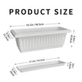 Load image into Gallery viewer, OUMUHE 19 Inch Rectangular Plastic Planters with Drainage and Matching Trays, Set of 2, Window Box Flower Pots for Indoor Outdoor Use, Available in Terracotta & White
