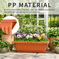 Load image into Gallery viewer, OUMUHE 19 Inch Rectangular Plastic Planters with Drainage and Matching Trays, Set of 2, Window Box Flower Pots for Indoor Outdoor Use, Available in Terracotta & White
