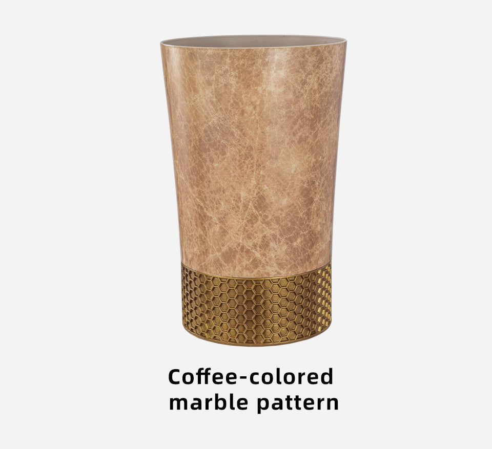 Chinese Style Flower Pots ZB Series,  Marble Pattern Plastic Planters, Light Green & Coffee, Tall Decorative Planters with Hex Base, Bulk Supply