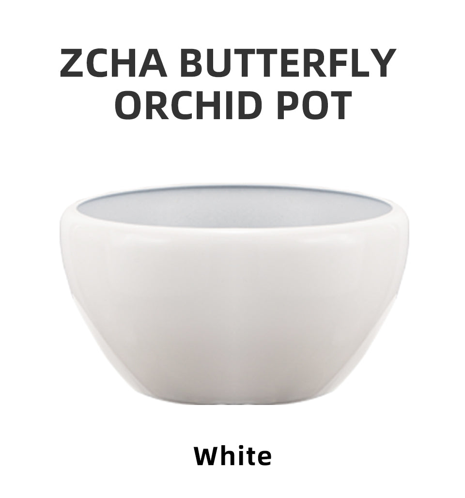 ZCHA series butterfly orchid plastic flower pots white golden flowing glaze red green blue