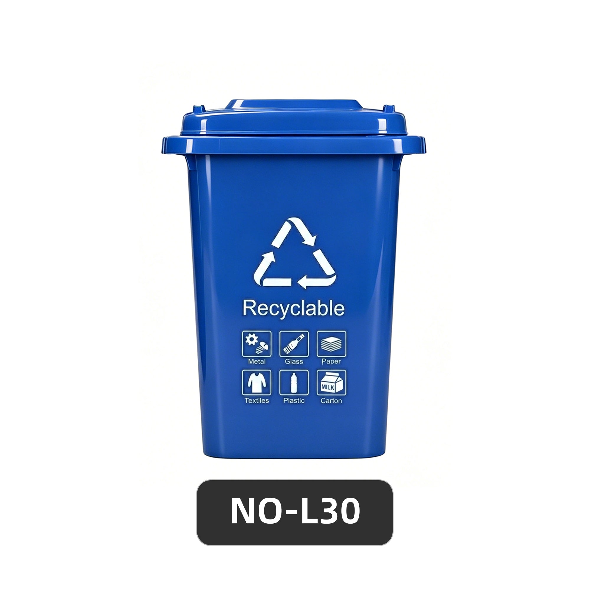 Square Plastic Trash Cans, 30L 50L with Lids Handles, for Home Office Indoor Outdoor, Bulk Supply