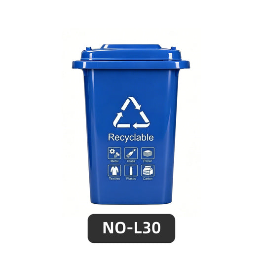 Square Plastic Trash Cans, 30L 50L with Lids Handles, for Home Office Indoor Outdoor, Bulk Supply